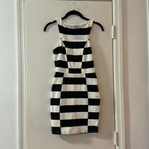 Bebe Striped Mini Bodycon Sexy Girly Dress Size XS